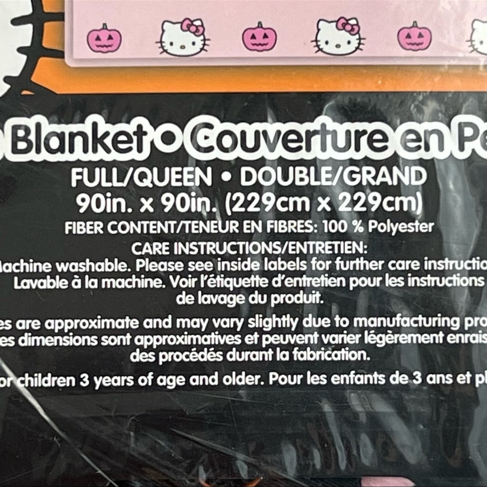 Hello Kitty Pumpkins Halloween Blanket  ~NEW~  Full/Queen - Picture 4 of 8